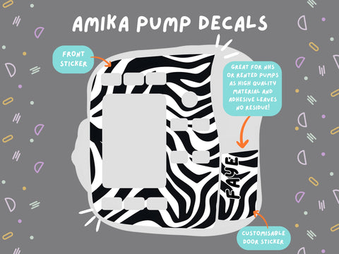 Amika Pump Sticker zebra print Tubie Life Feeding Pump Decal for Fresenius Amika tube feeding pumps