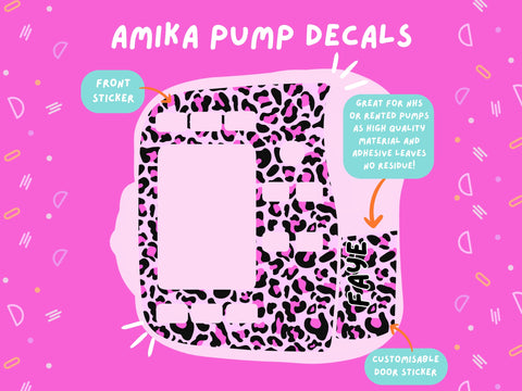 Amika Pump Sticker pink leopard print Tubie Life Feeding Pump Decal for Fresenius Amika tube feeding pumps