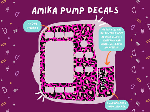 Amika Pump Sticker hot pink leopard print Tubie Life Feeding Pump Decal for Fresenius Amika tube feeding pumps