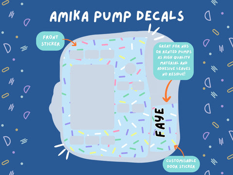 Amika Pump Sticker blue sprinkle Tubie Life Feeding Pump Decal for Fresenius Amika tube feeding pumps