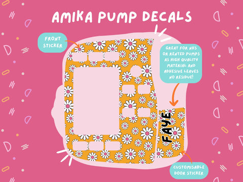 Amika Pump Sticker orange flower Tubie Life Feeding Pump Decal for Fresenius Amika tube feeding pumps