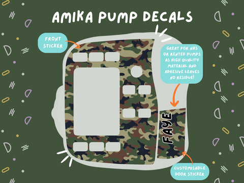 Amika Pump Sticker green camouflage Tubie Life Feeding Pump Decal for Fresenius Amika tube feeding pumps