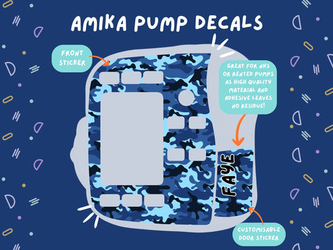 Amika Pump Sticker blue camouflage Tubie Life Feeding Pump Decal for Fresenius Amika tube feeding pumps