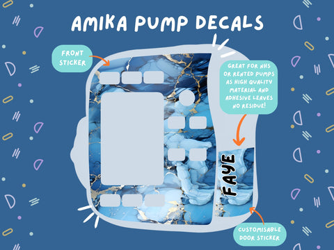 Amika Pump Sticker blue marble Tubie Life Feeding Pump Decal for Fresenius Amika tube feeding pumps