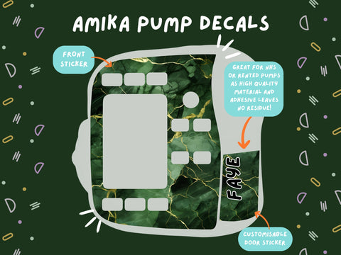 Amika Pump Sticker green marble Tubie Life Feeding Pump Decal for Fresenius Amika tube feeding pumps