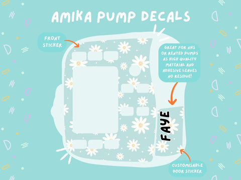 Amika Pump Sticker pastel blue daisy Tubie Life Feeding Pump Decal for Fresenius Amika tube feeding pumps