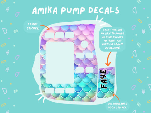 Amika Pump Sticker mermaid Tubie Life Feeding Pump Decal for Fresenius Amika tube feeding pumps