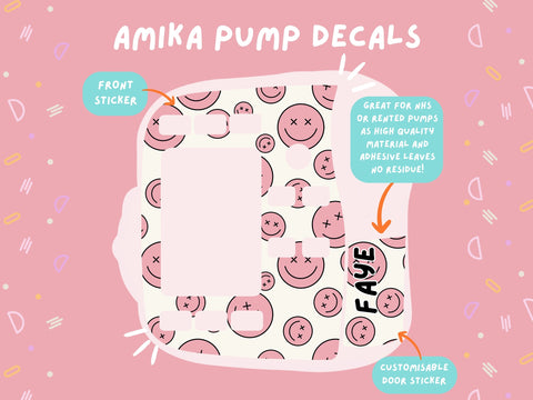 Amika Pump Sticker pink faces Tubie Life Feeding Pump Decal for Fresenius Amika tube feeding pumps