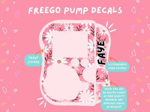 FreeGo Pump Sticker pink flower Tubie Life Feeding Pump Decal for Abbott FreeGo tube feeding pumps