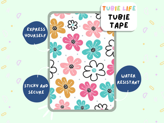 TUBIE TAPE Tubie Life ng tube tape for feeding tubes and other tubing Full Sheet pastel flowers