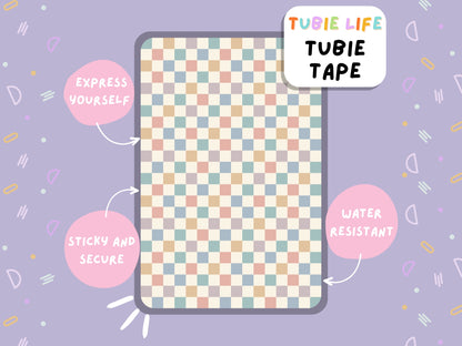 TUBIE TAPE Tubie Life ng tube tape for feeding tubes and other tubing pastel squares