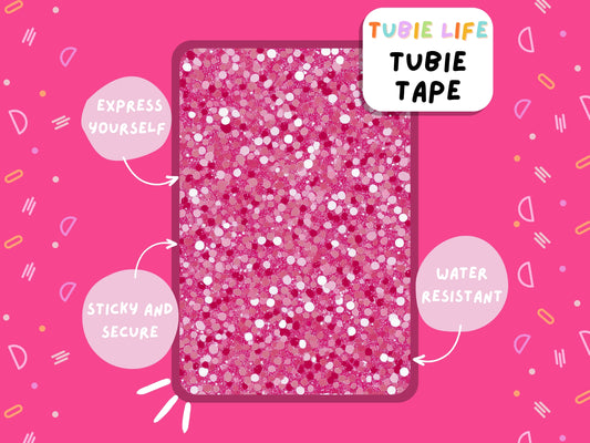 TUBIE TAPE Tubie Life ng tube tape for feeding tubes and other tubing pink glitter effect