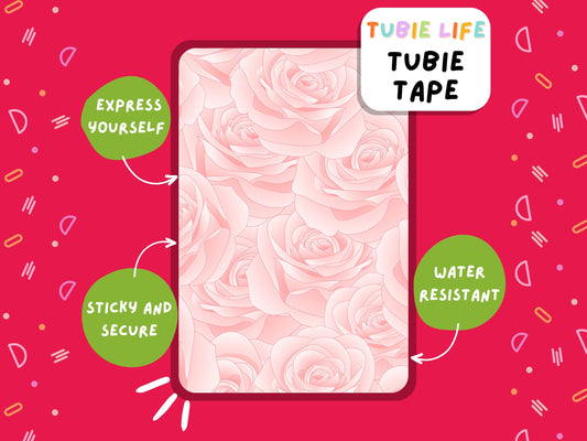 TUBIE TAPE Tubie Life ng tube tape for feeding tubes and other tubing Full Sheet pink rose