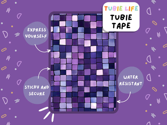 TUBIE TAPE Tubie Life ng tube tape for feeding tubes and other tubing purple pixel squares