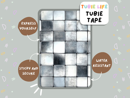 TUBIE TAPE Tubie Life ng tube tape for feeding tubes and other tubing silver squares