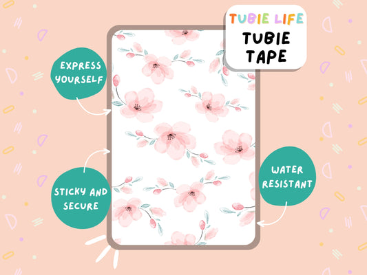 TUBIE TAPE Tubie Life ng tube tape for feeding tubes and other tubing Full Sheet soft pink floral