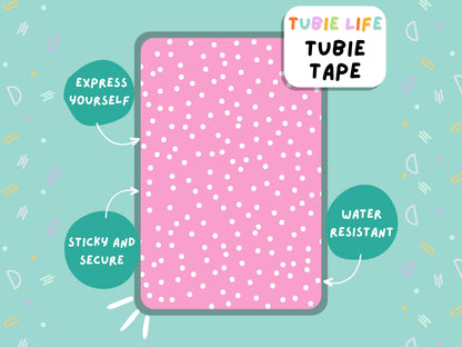 TUBIE TAPE Tubie Life ng tube tape for feeding tubes and other tubing soft pink polka