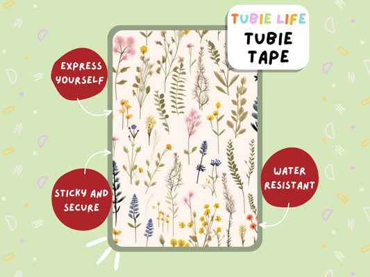 TUBIE TAPE Tubie Life ng tube tape for feeding tubes and other tubing Full Sheet wildflower