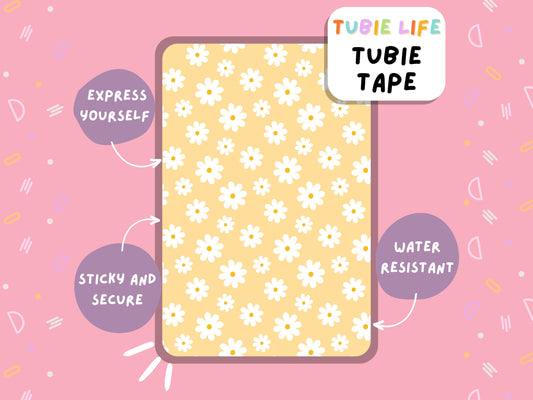 TUBIE TAPE Tubie Life ng tube tape for feeding tubes and other tubing Full Sheet yellow daisy