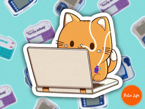 STUDYING TUBIE CAT sticker | Tubie Life Gloss Sticker