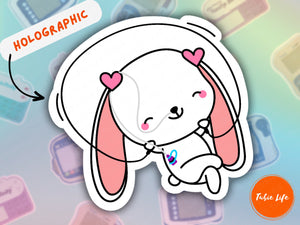 SKIPPING TUBIE BUNNY holographic sticker | Tubie Life Gloss Sticker