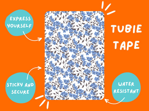 FLOWER BLUE TUBIE Tape - full sheet | Tubie Life ng tube tape