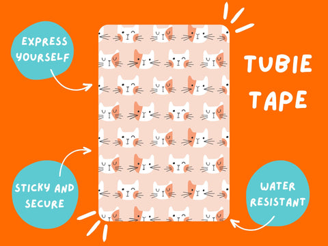 CAT PEACH TUBIE Tape - full sheet | Tubie Life ng tube tape