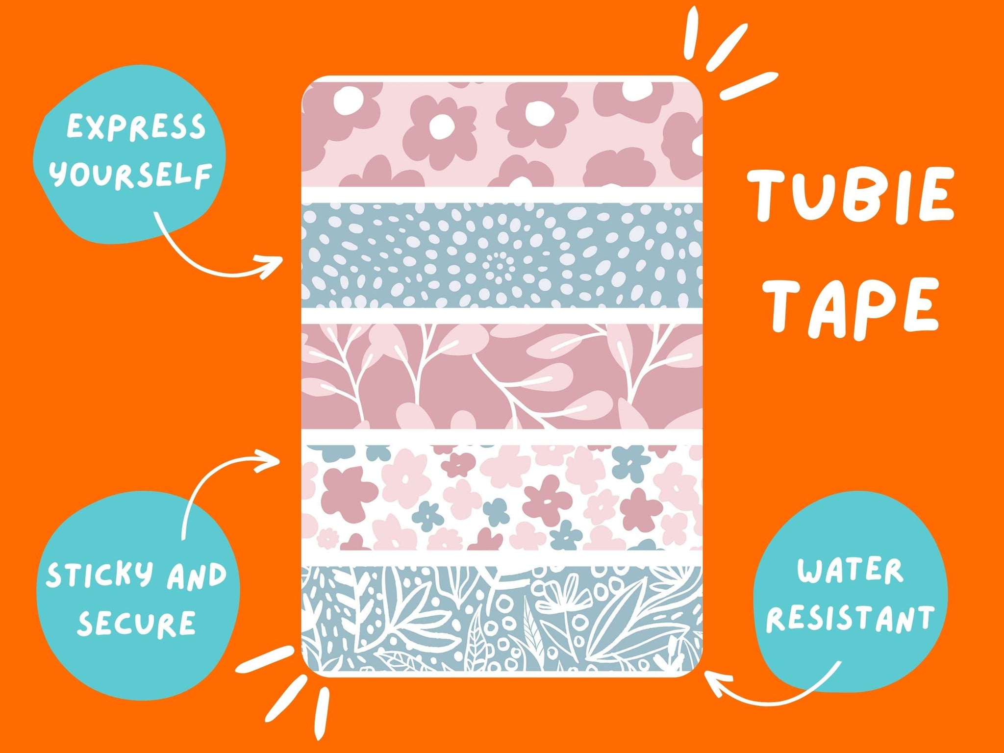 TUBIE TAPE pink and blue spring Tubie Life ng tube tape